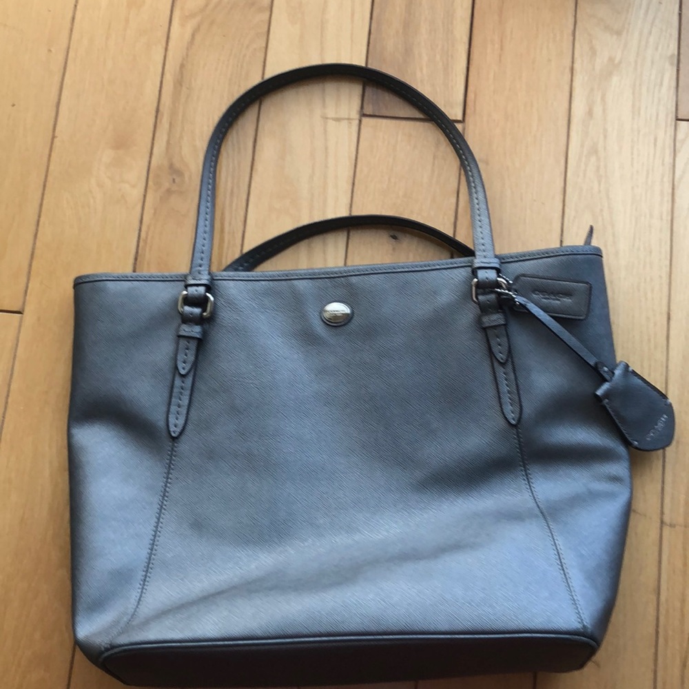 Coach metallic leather tote